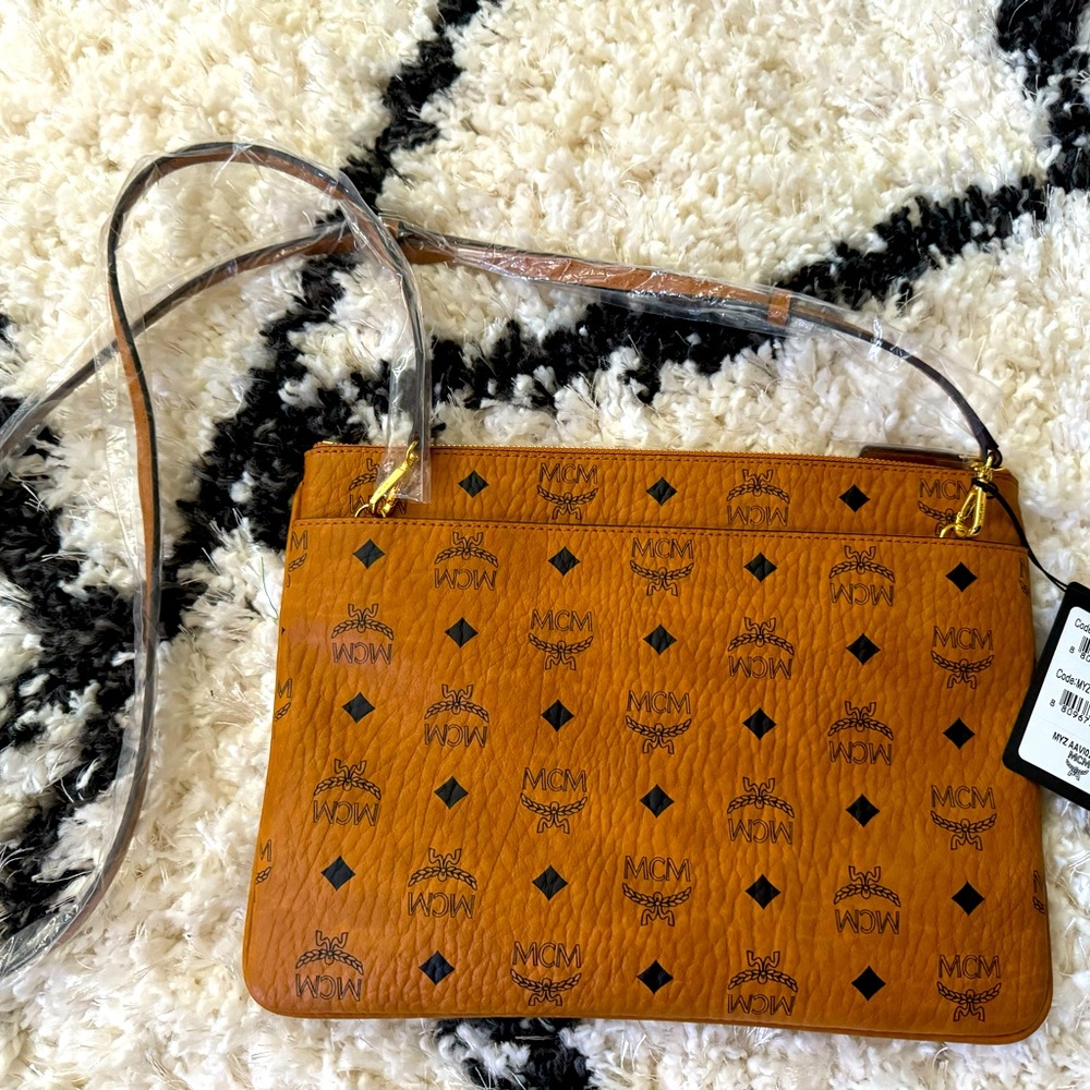 Brand New MCM Medium Logo Crossbody Pouch Bag NWT